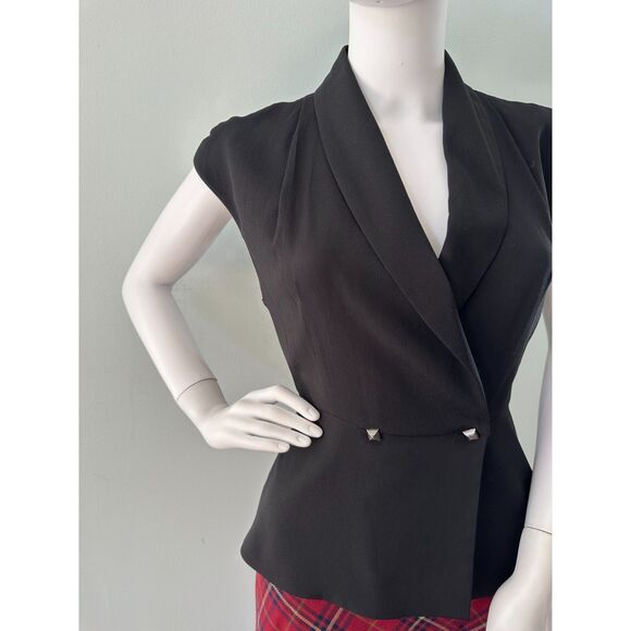 NWT BCBGeneration Black Double Breasted V Neck Peplum Top Blouse size 4 - Picture 5 of 7